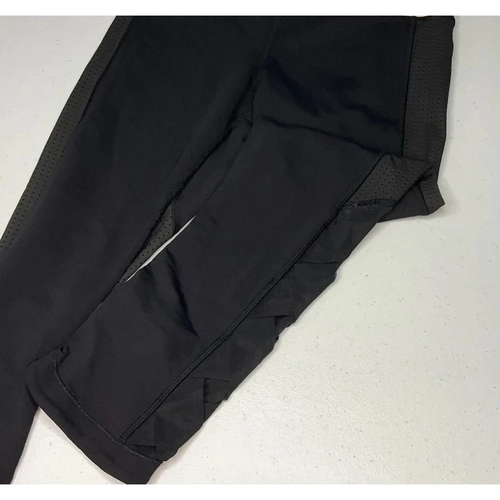 Lululemon Leggings‎ Var-City Crop CrissCross Black & Electric Coral Stripe Sz 4